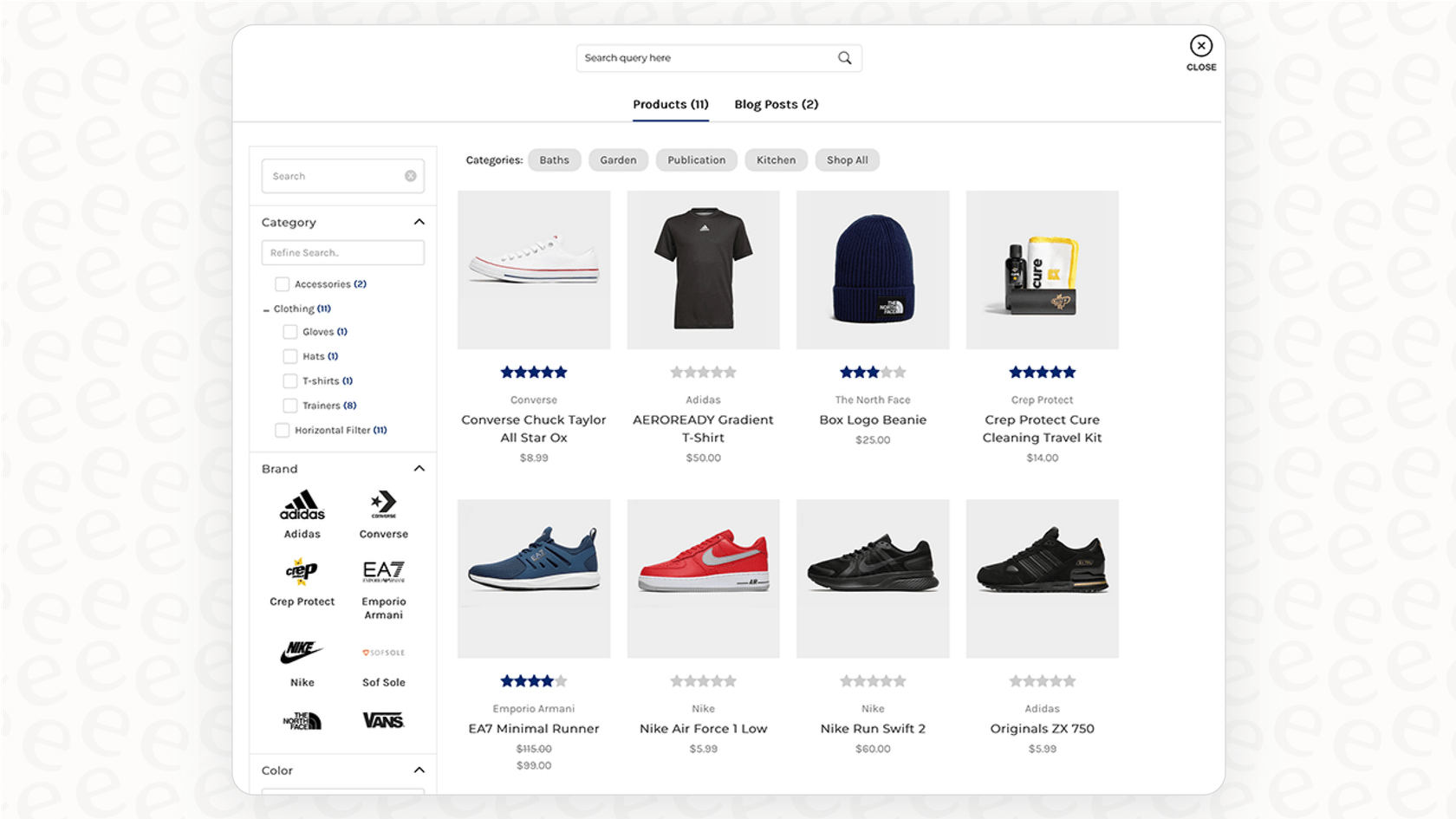 An example of BigCommerce's advanced product filtering, a key feature of the Pro plan that enhances customer experience.::