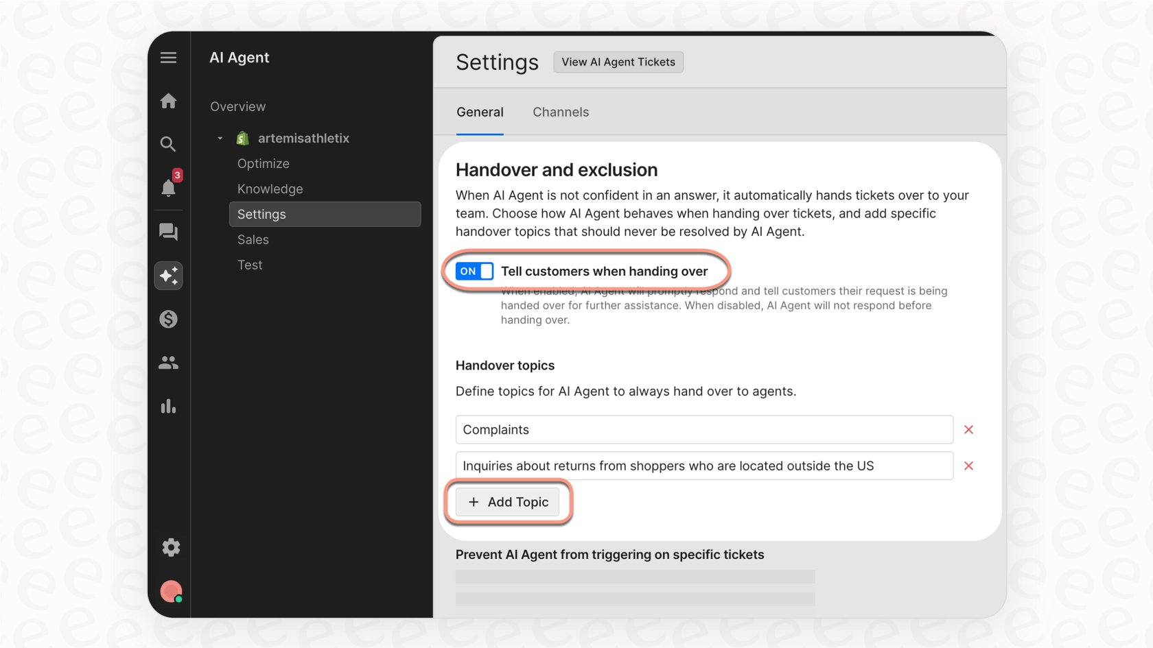 A screenshot showing the automation settings in Gorgias, which is relevant to understanding the Gorgias AI pricing for add-ons.