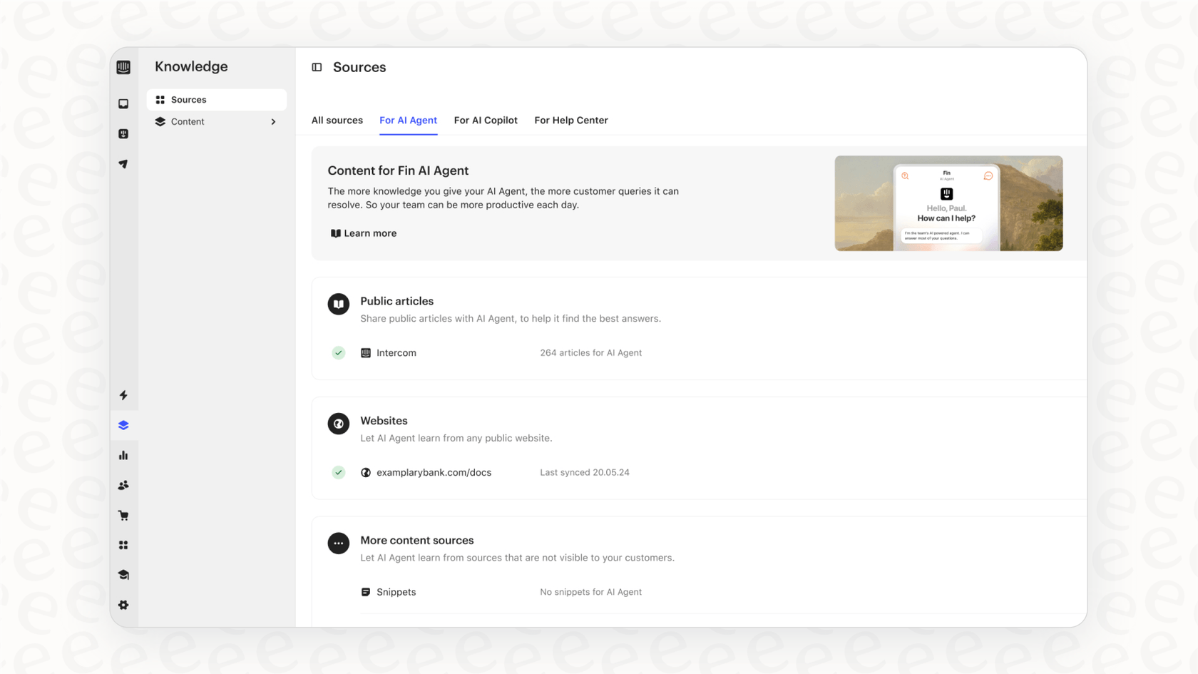 An image of the Intercom knowledge base interface.