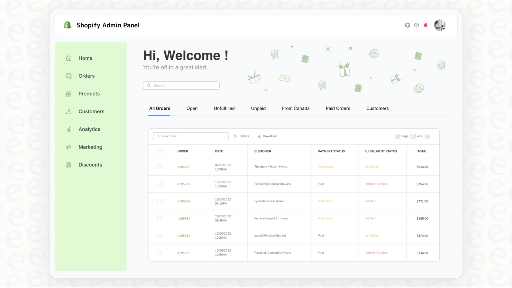 A merchant's Shopify dashboard showing a new order that came through the Shopify ChatGPT checkout feature.