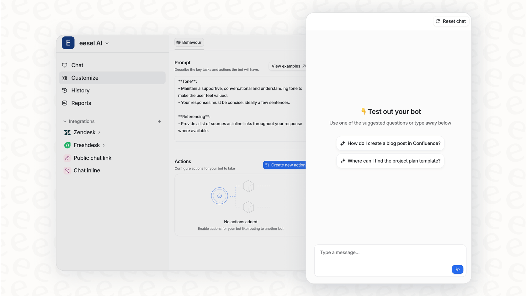 The eesel AI simulation mode shows how the AI would have handled past tickets, a key feature for preparing for the Agentic Commerce Protocol.