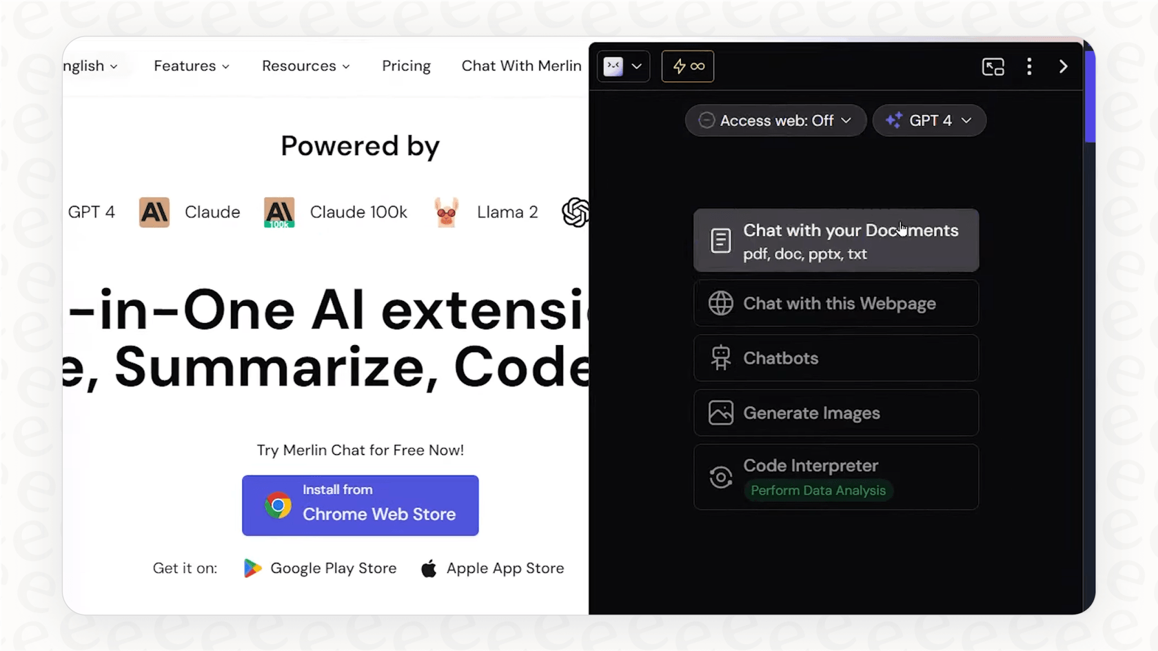 Screenshot demonstrating the Merlin AI extension, relevant for understanding Merlin AI pricing.