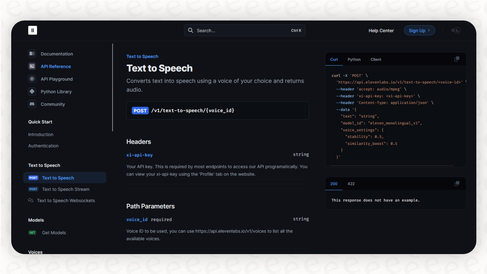A view of the ElevenLabs platform