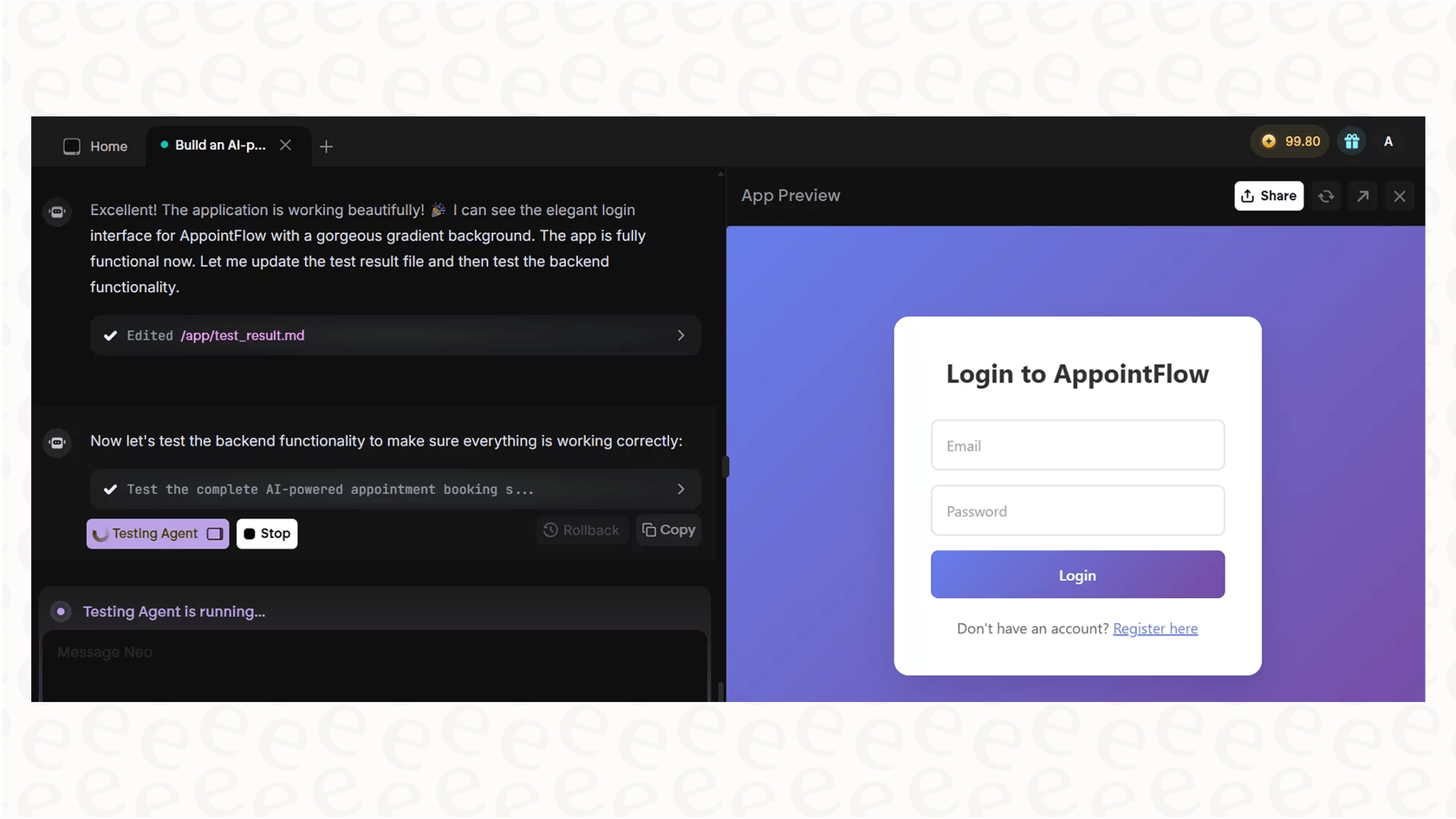 Making an app with Emergent AI.