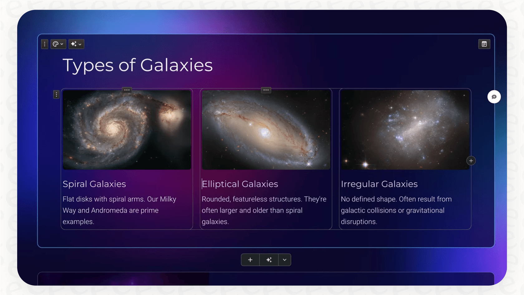 A screenshot of a visually engaging Gamma presentation card featuring mixed media layouts and branding.
