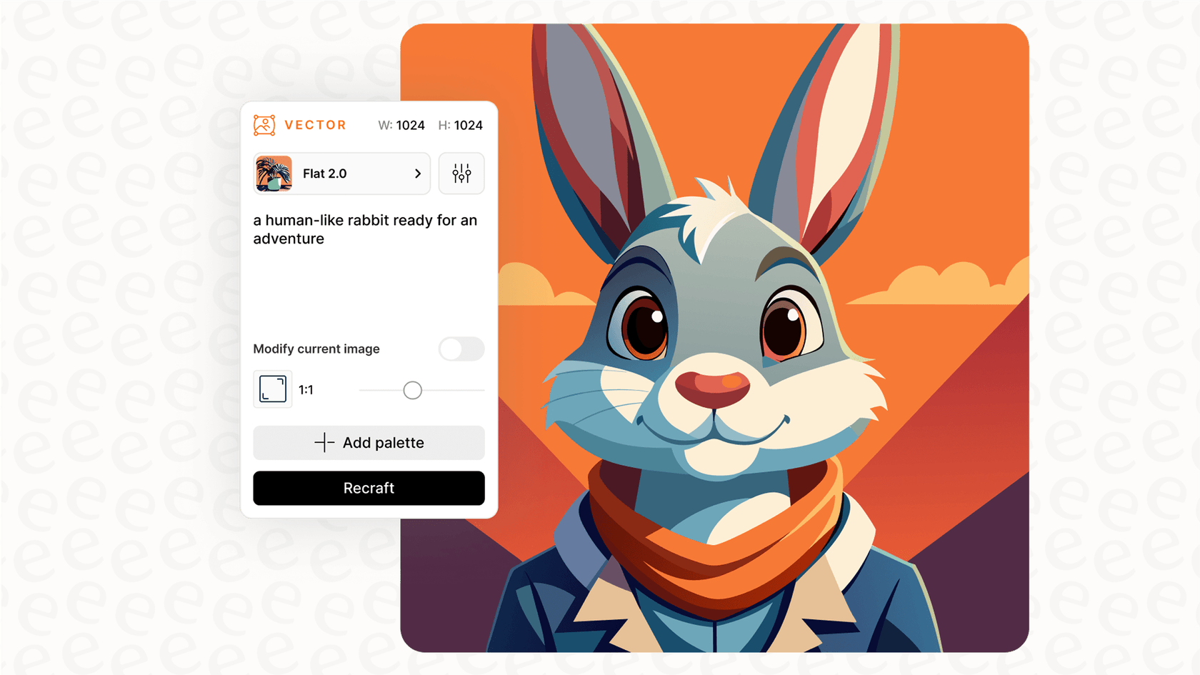 A close-up of the Recraft AI interface where a user can choose to generate either vector art or pixel-based illustrations.