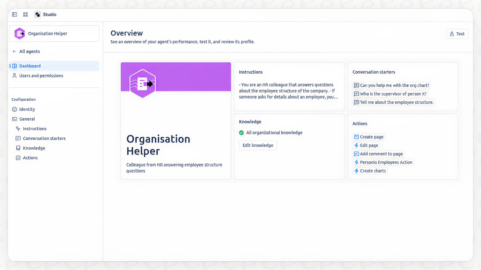 A screenshot of the Rovo Studio dashboard, highlighting the AI builder