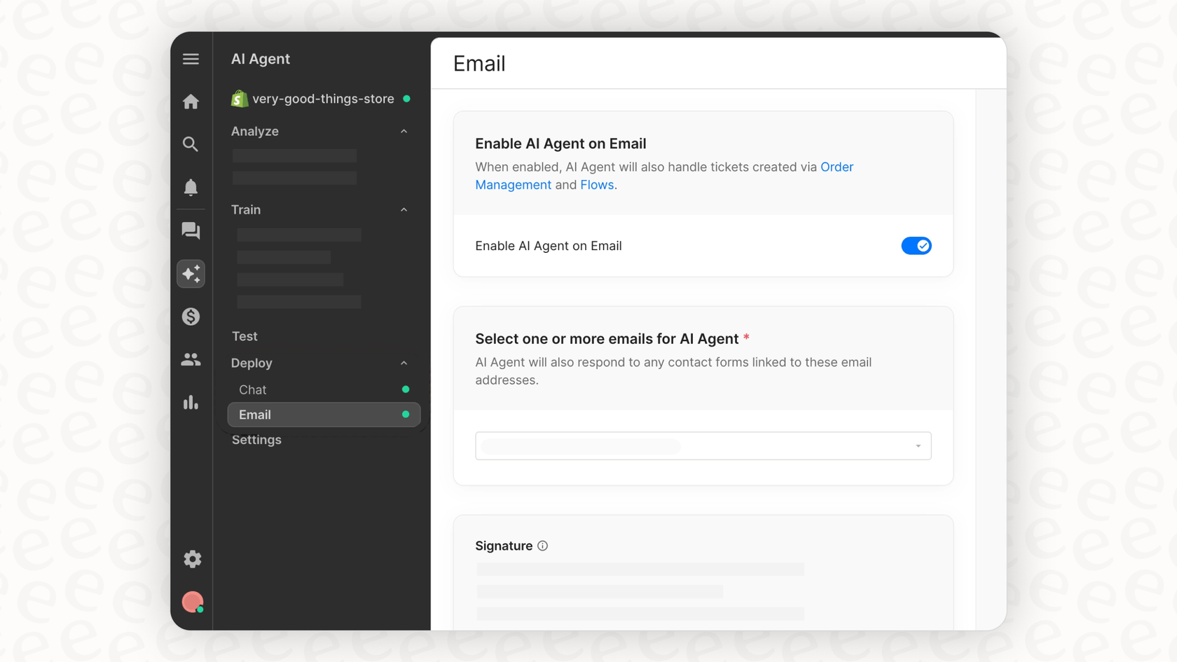 Capture d'écran de Gorgias AI Agent sur e-mail.