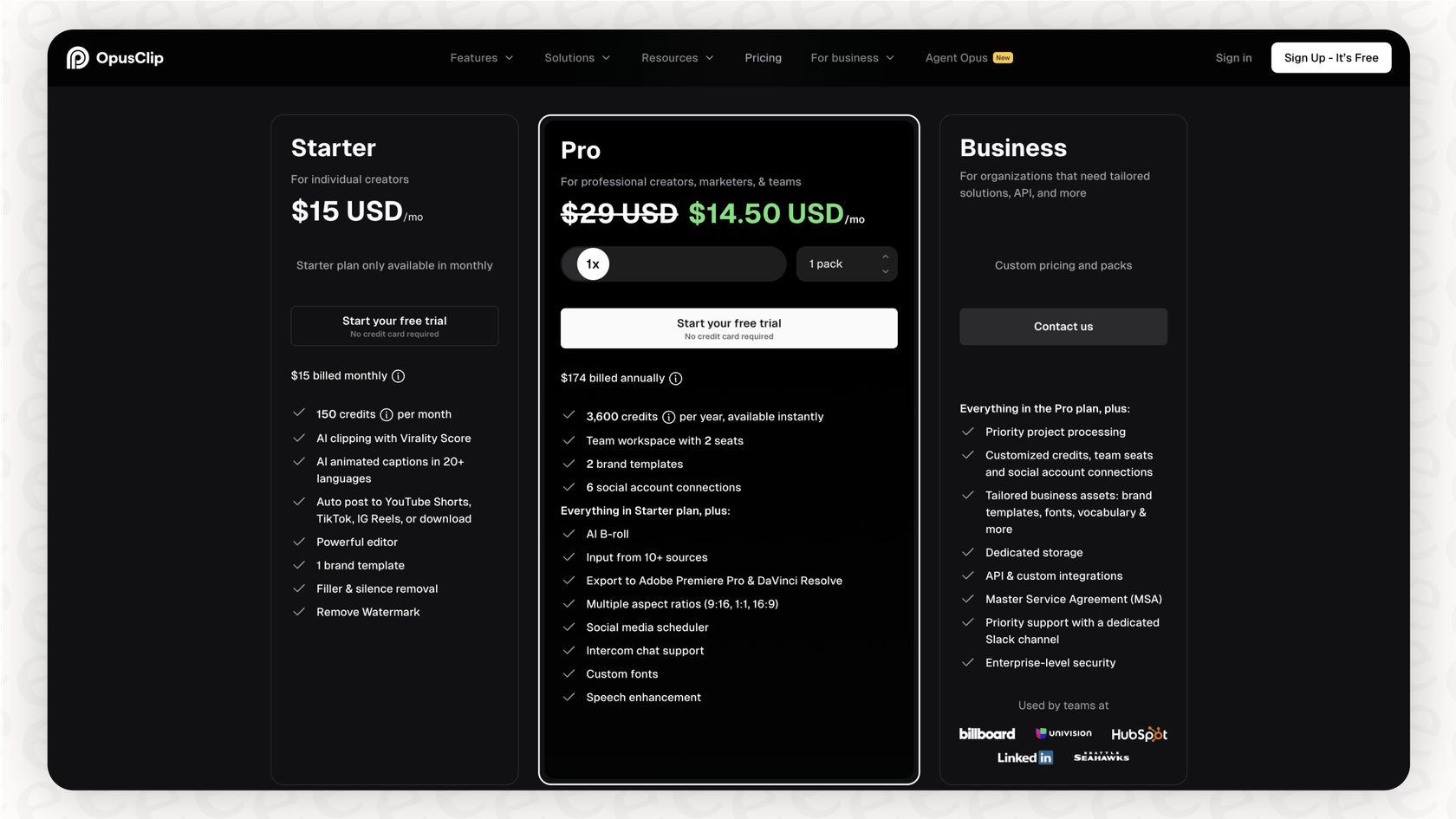 A screenshot of Opus Clip