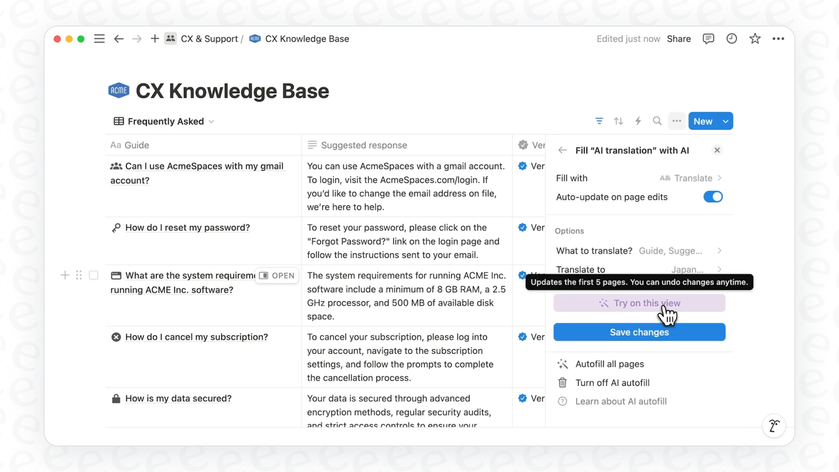 A user highlighting text and using the Notion AI 