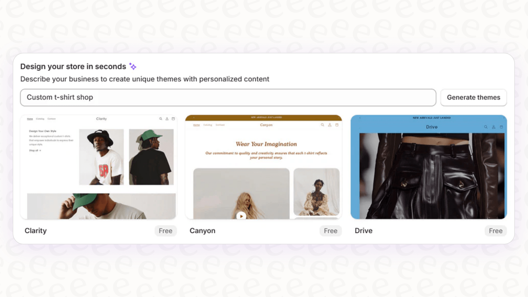 Generating a theme with Shopify Magic.