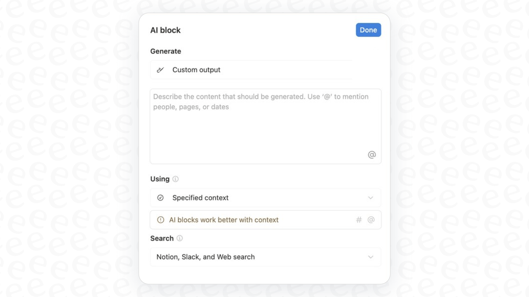 A screenshot showing the process of creating Notion AI Custom Blocks for summarizing meeting notes.