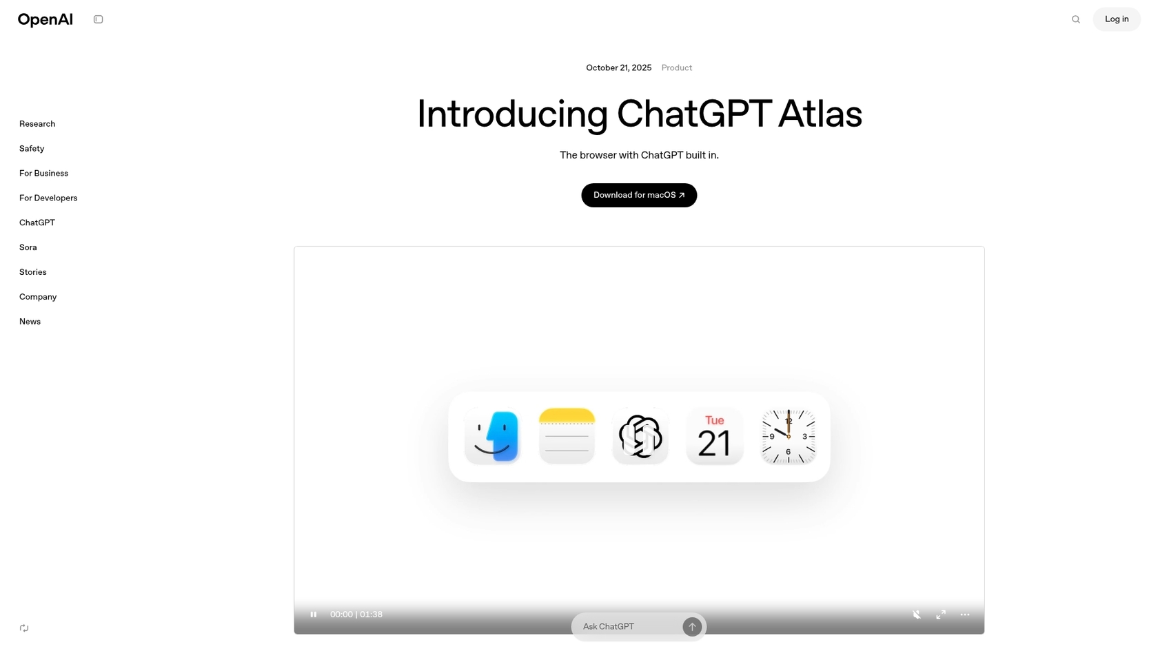 Una captura de pantalla de la página de inicio de ChatGPT, uno de los mejores chatbots para desarrolladores.::