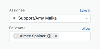 Zendesk followers field in the ticket interface