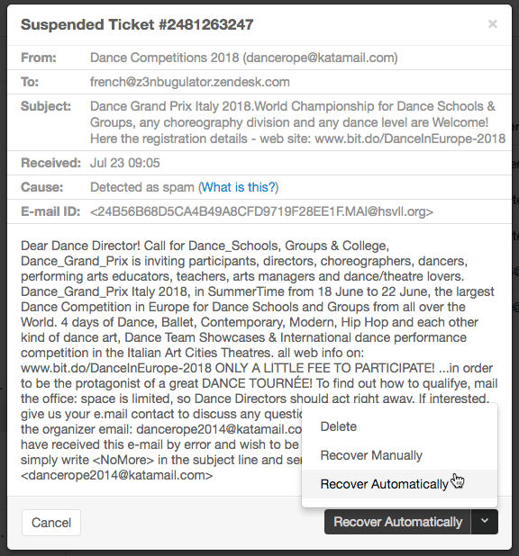 手動および自動回復オプションを備えたZendesk保留チケットの詳細