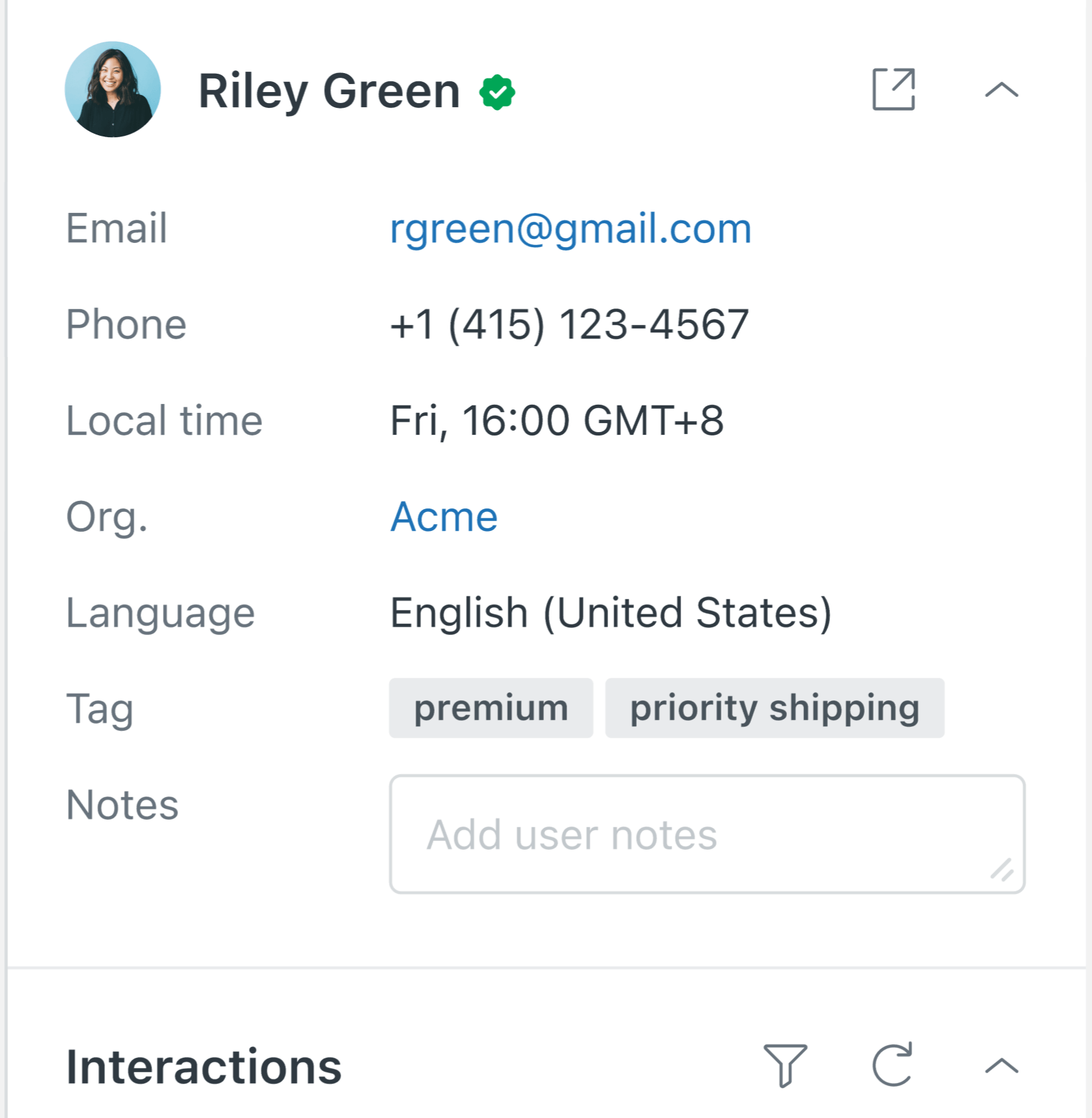 Verified user profile with green checkmark indicator