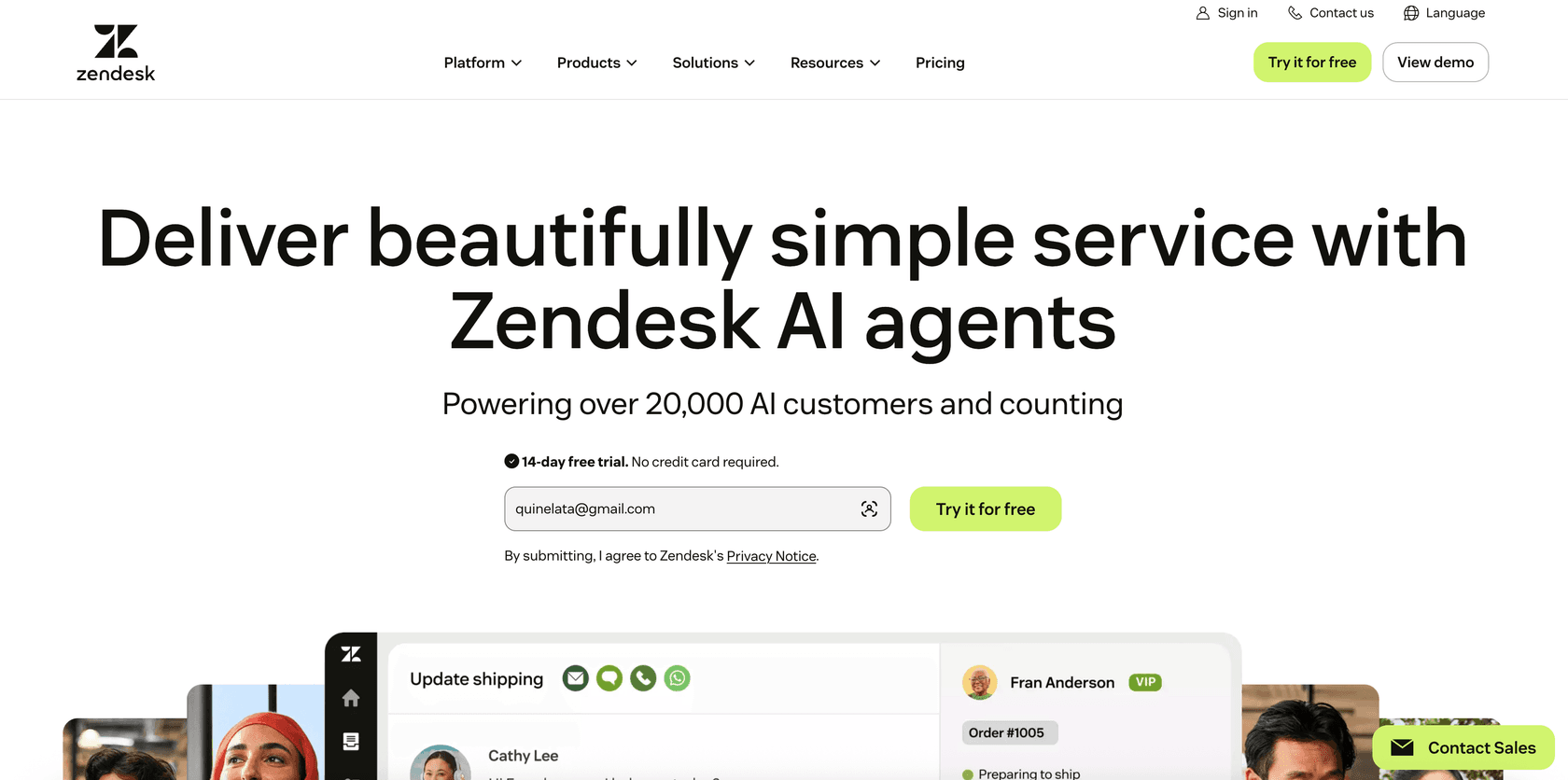 Zendesk dashboard