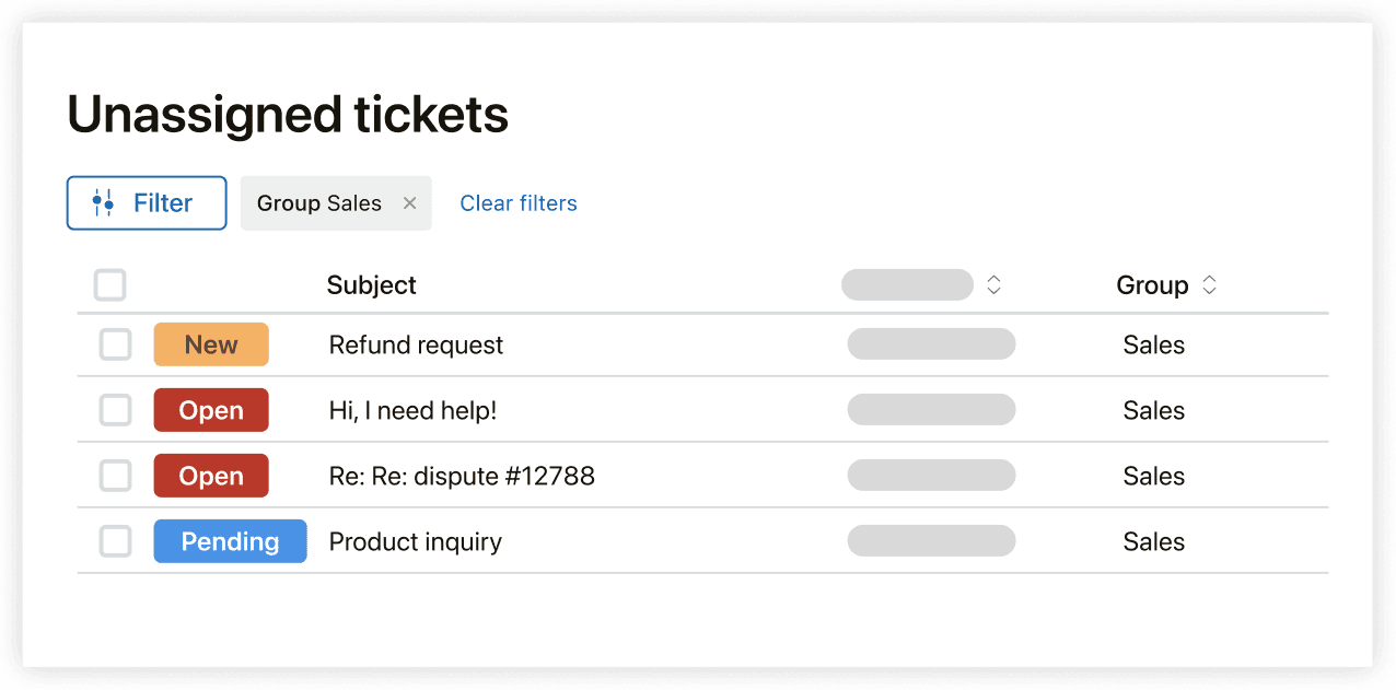 Zendesk help article explaining view export limitations and filter restrictions