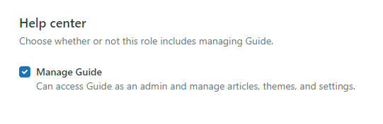 Guide admin permissions for help center management