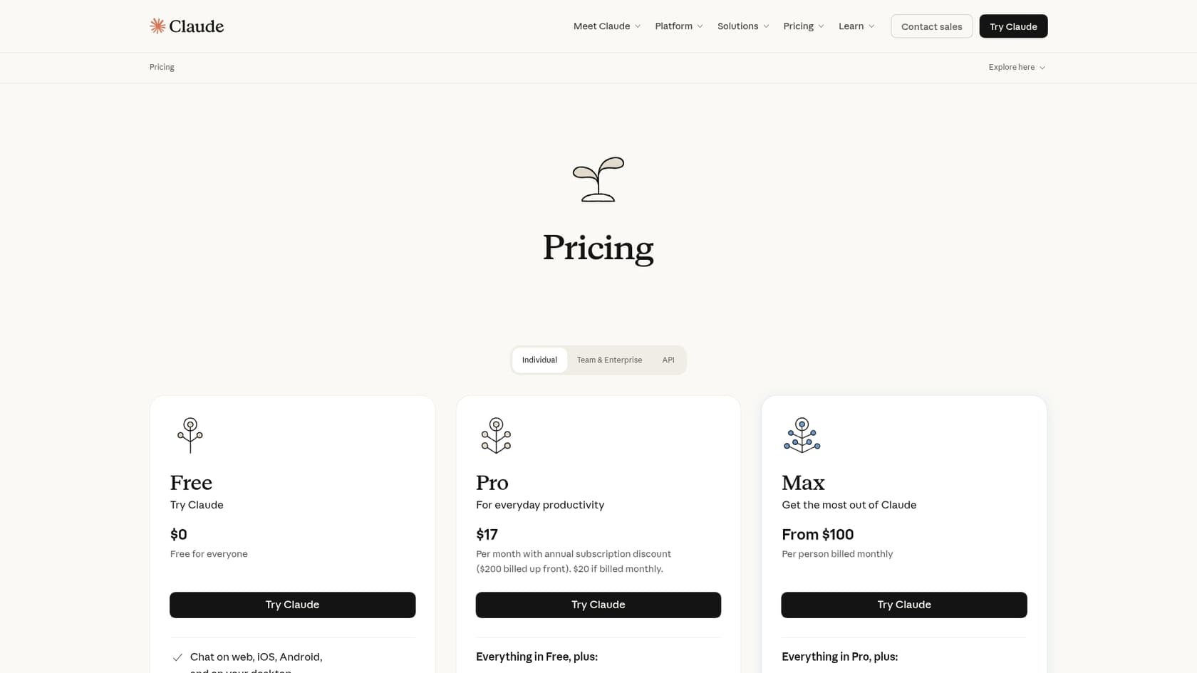 A screenshot of the Claude Code pricing page, which is relevant to the Claude Code configuration.::