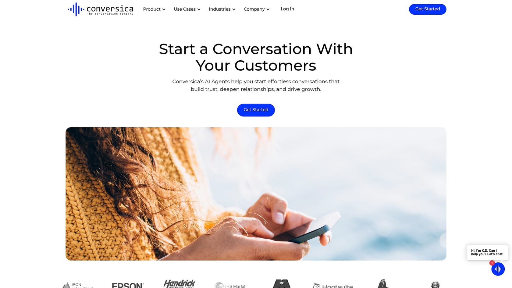 A screenshot of the Conversica landing page, which is one of the best Salesforce AI assistants.::
