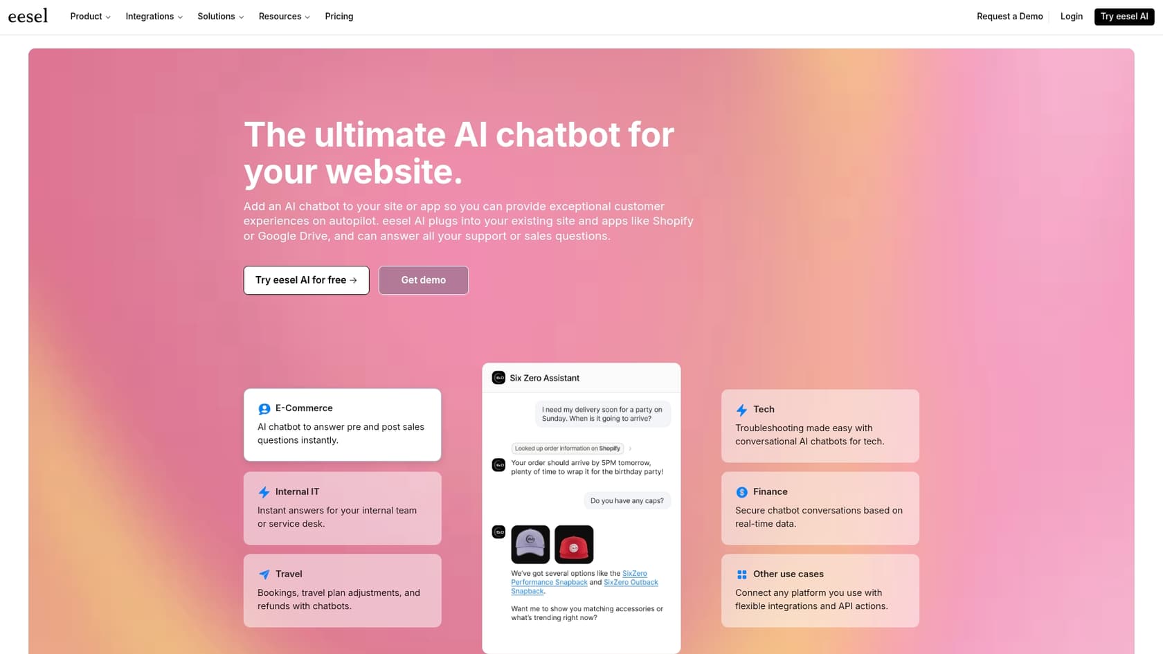 A screenshot of the eesel AI Chatbot in action, showing how it connects to various knowledge sources.