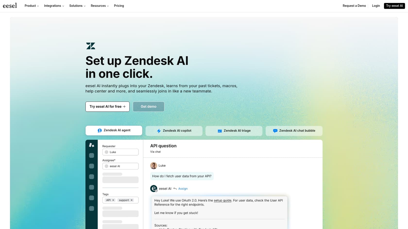 A screenshot showing eesel AI