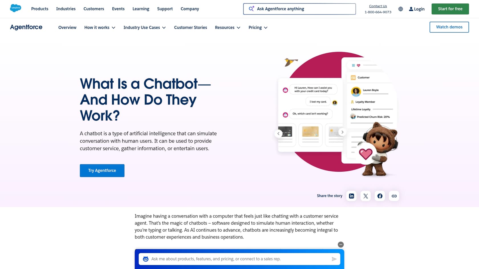 A screenshot of the Einstein Bots landing page, one of the top Salesforce Einstein AI products and tools.