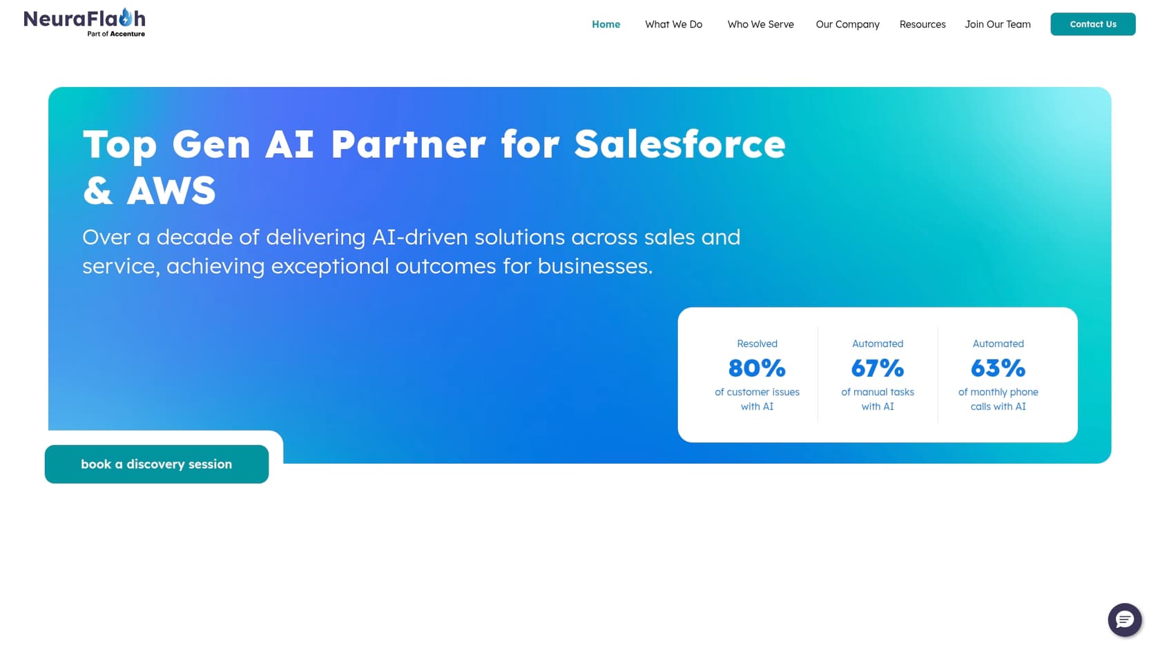 A screenshot of the NeuraFlash landing page, which offers the Google Bot for Salesforce.
