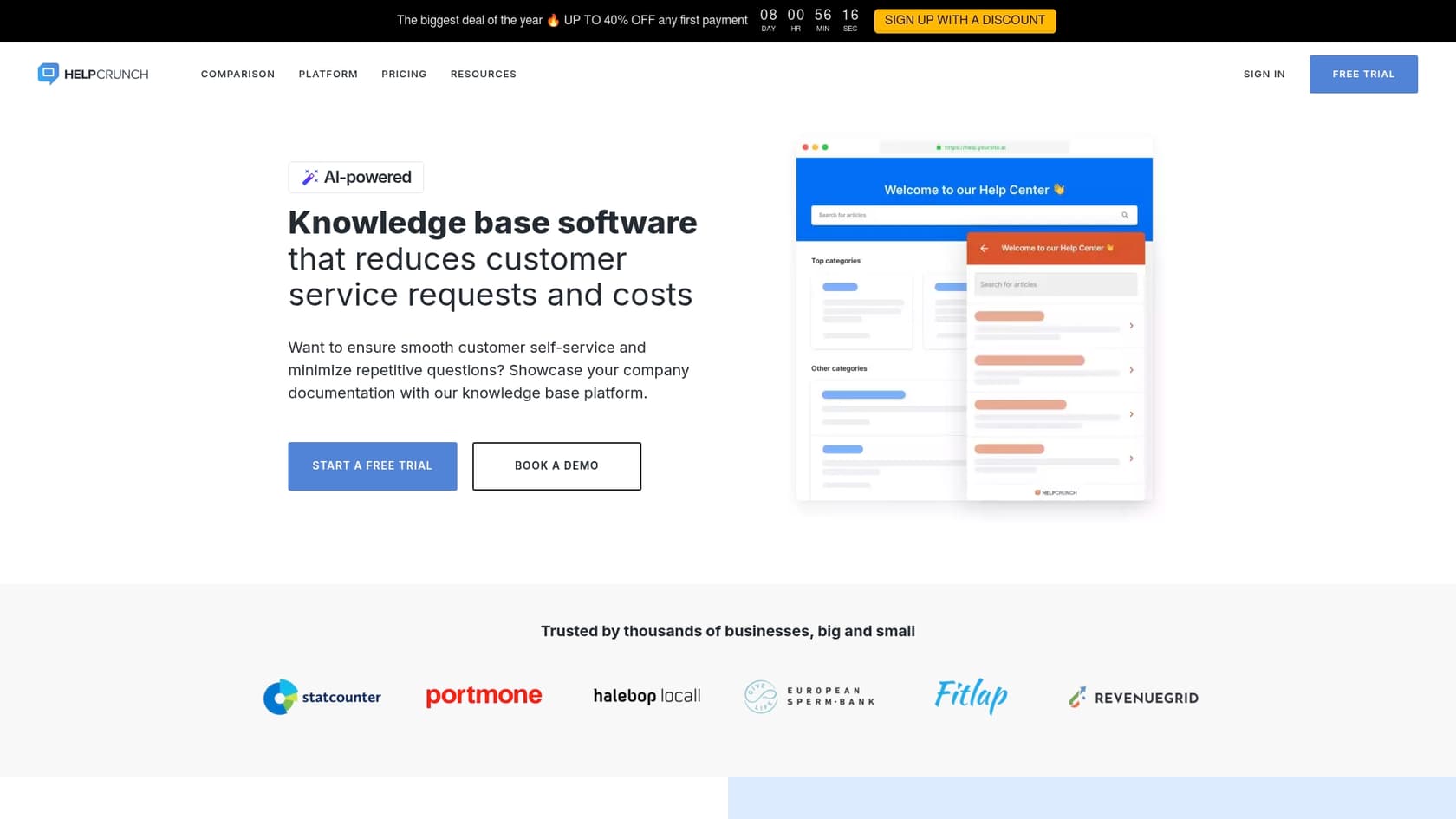Una captura de pantalla de la base de conocimientos de Helcrunch, que forma parte de las herramientas avanzadas de chat de Helcrunch.::