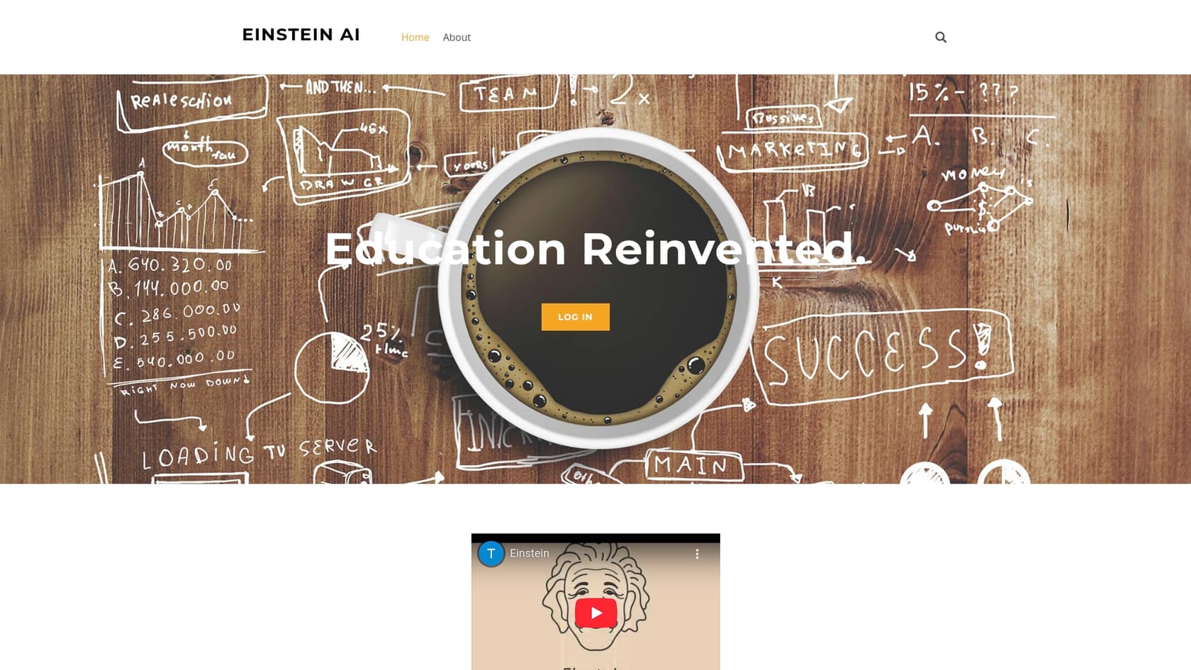The landing page for the Learn Einstein app, which our Einstein AI study identified as a potential security risk for businesses.::