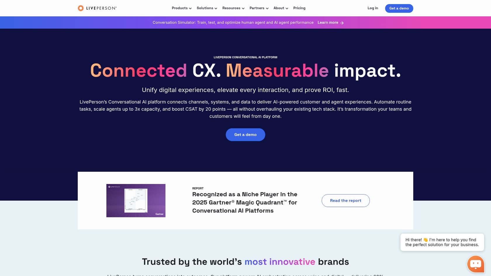 A screenshot of the LivePerson landing page, showcasing one of the AI tools for Salesforce.