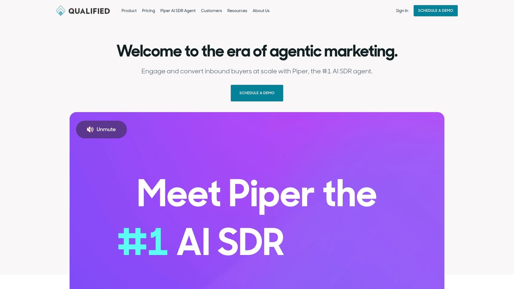 A screenshot of the Qualified landing page, a platform often cited as the best Salesforce chatbot for B2B.