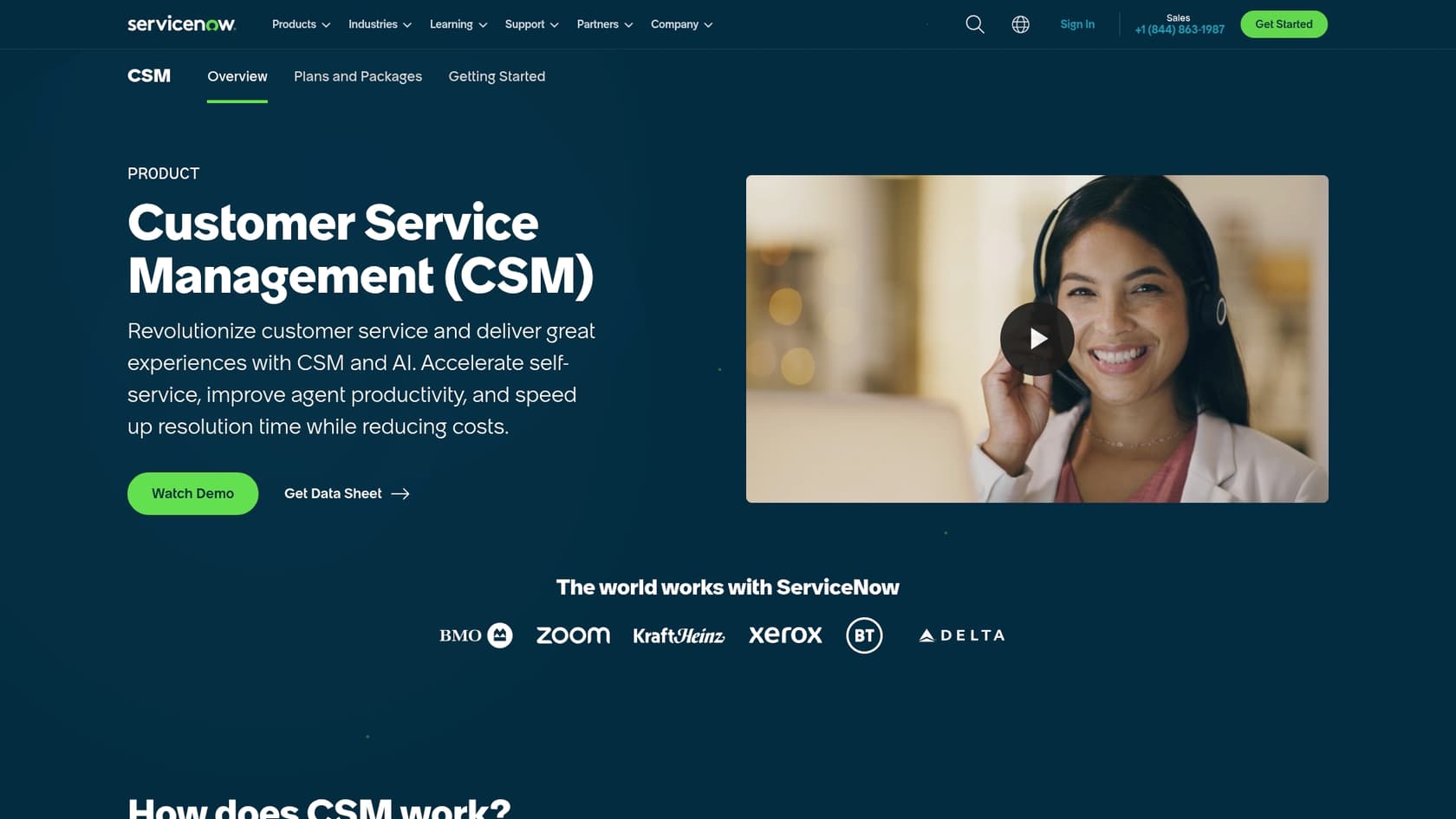 A screenshot of the ServiceNow CSM product page, another focus of ServiceNow product reviews.::A screenshot of the ServiceNow CSM product page, another focus of ServiceNow product reviews.