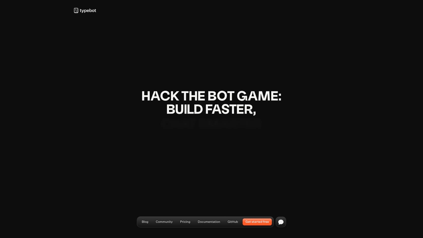 A screenshot of the Typebot landing page, illustrating its conversational form-building capabilities.::