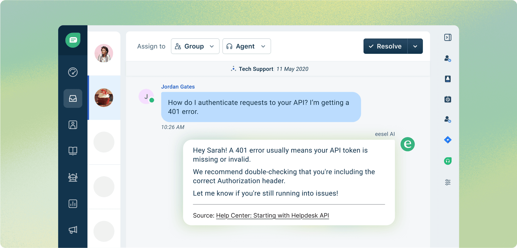 The eesel AI Agent executing custom actions in Freshdesk, an example of modern AI incident response systems.