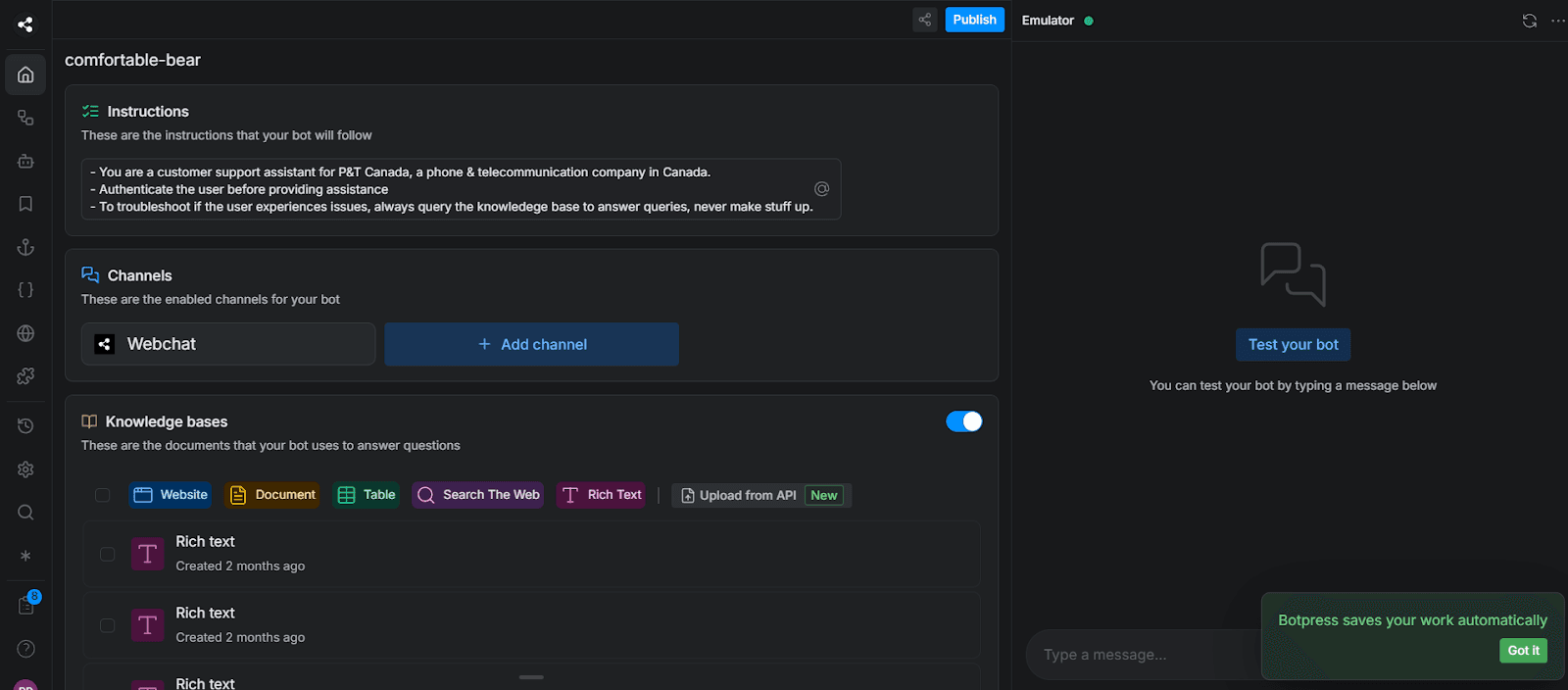 An overview of the Botpress platform, which is the subject of this Botpress review.