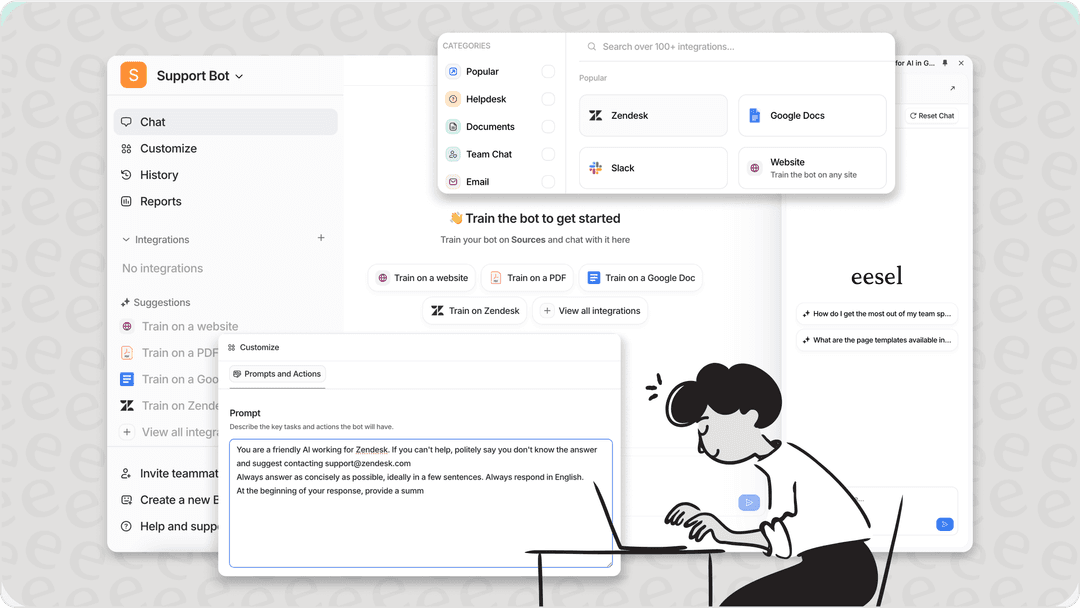 screenshot of the eesel ai plugin for zendesk