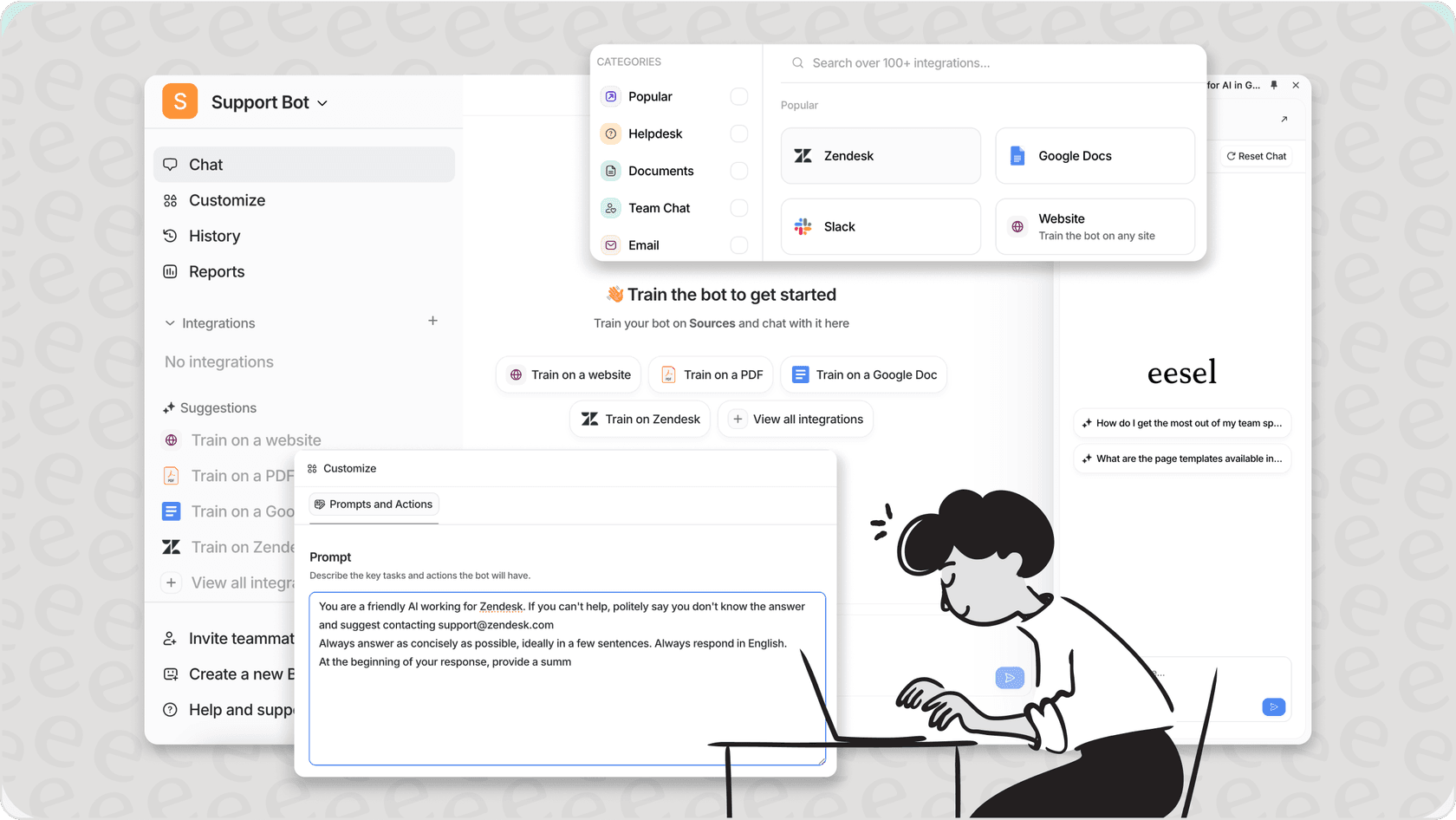 screenshot of the eesel ai plugin for zendesk
