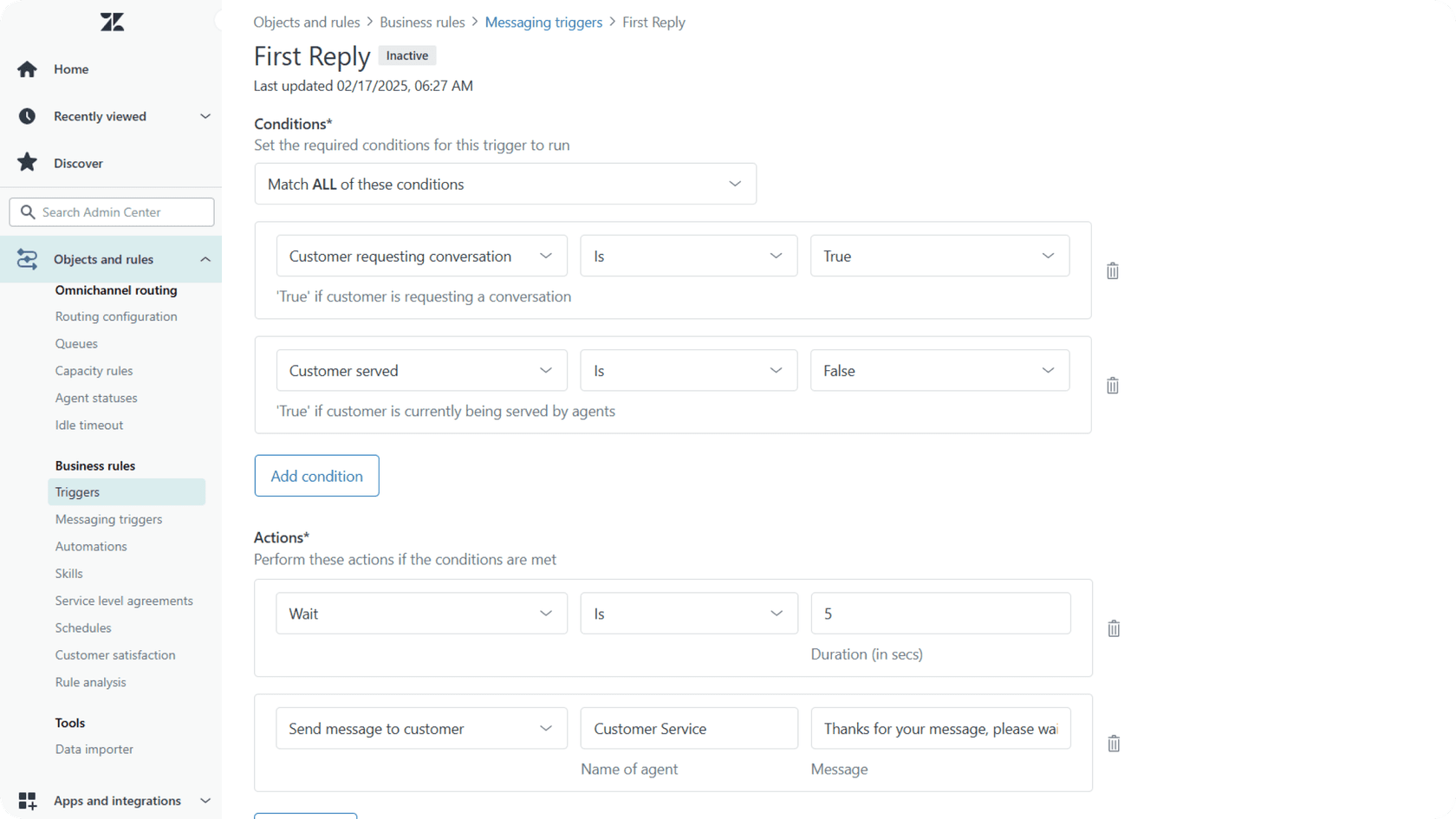 Establezca la base de su generador de respuestas con IA en Zendesk configurando los parámetros de respuesta, las reglas de enrutamiento y los protocolos de escalada.
