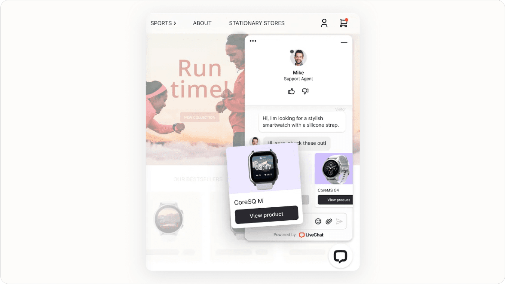 Shopify AI agent live chat widget on a store.