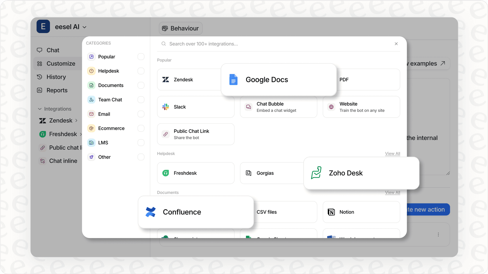 Training the Shopify AI agent with knowledge sources in eesel AI.