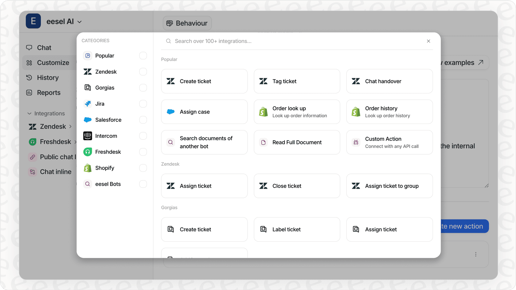 An image showing the eesel AI Agent in a helpdesk, automatically resolving a customer ticket about order status, a task that Shopify Sidekick cannot perform.