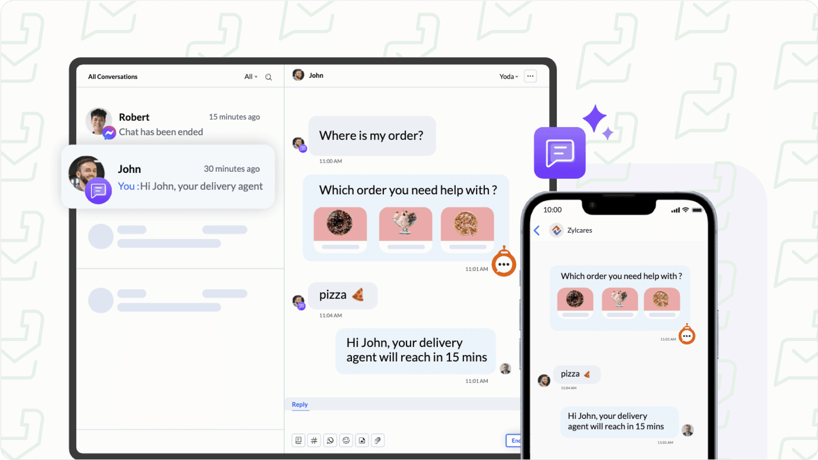 Zoho Desk's live chat feature.