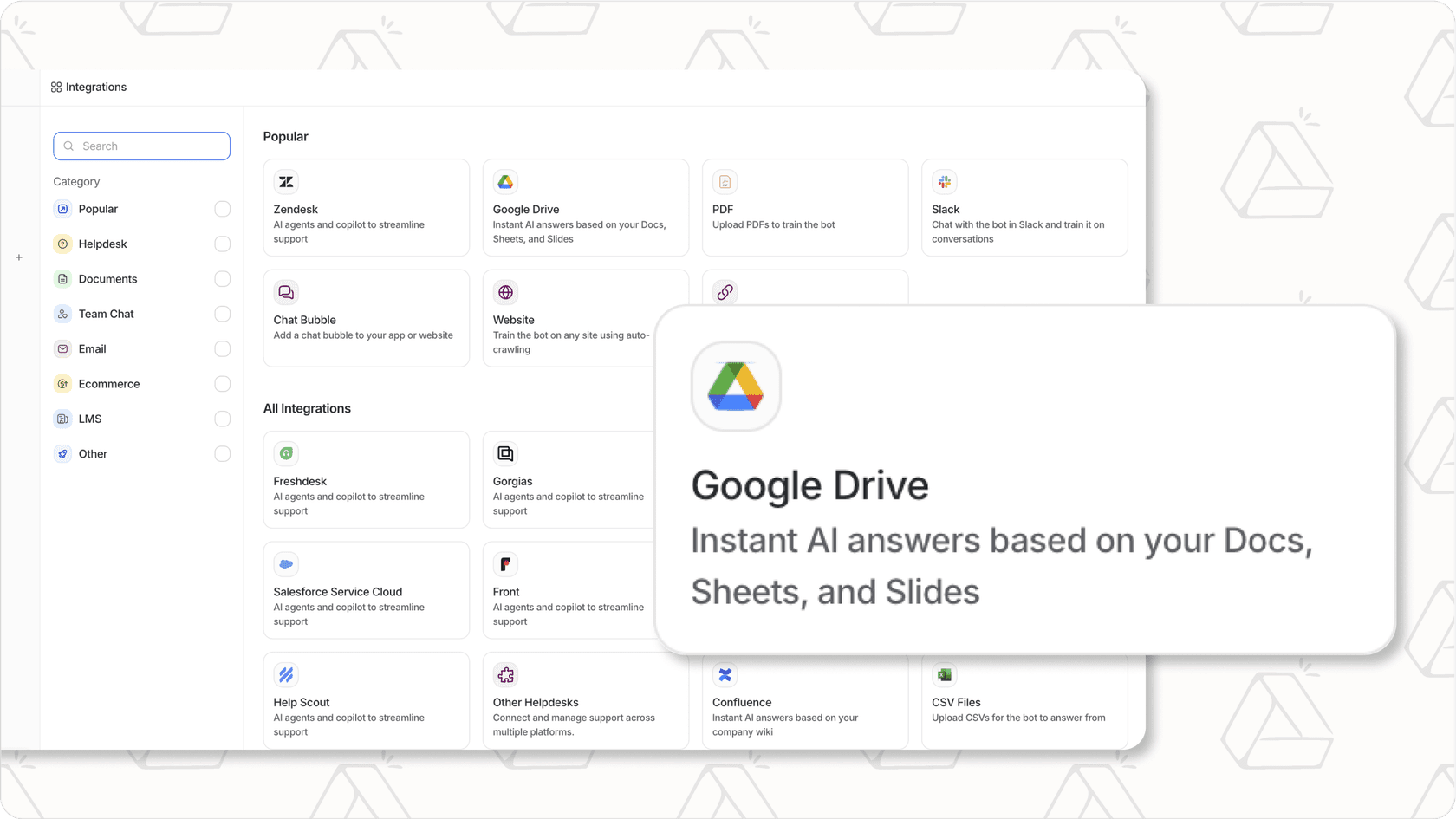 eesel AI integration with Google Drive.