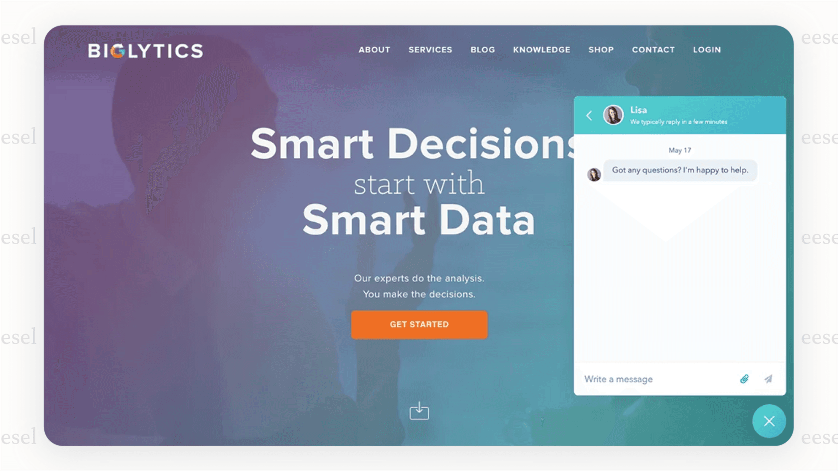HubSpot AI chatbot widget on a website.