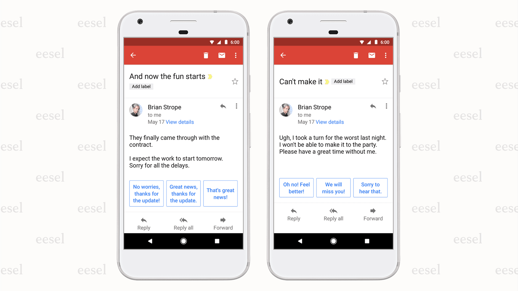 Smart Reply in Gmail.