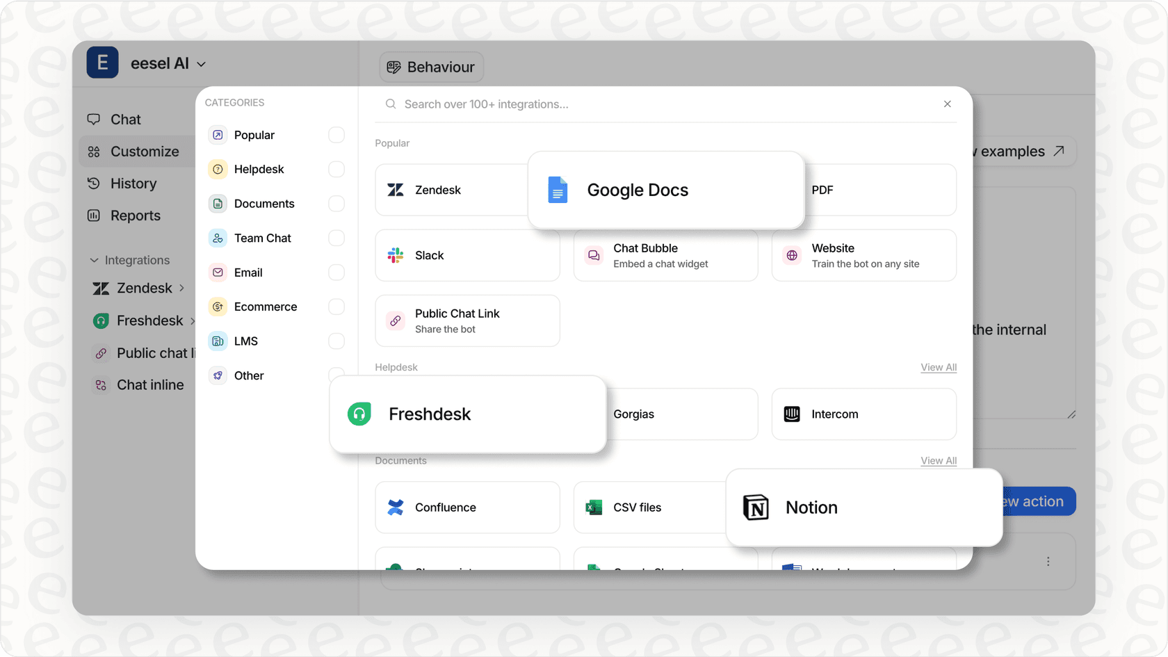 Connecting data sources in eesel AI's platform.