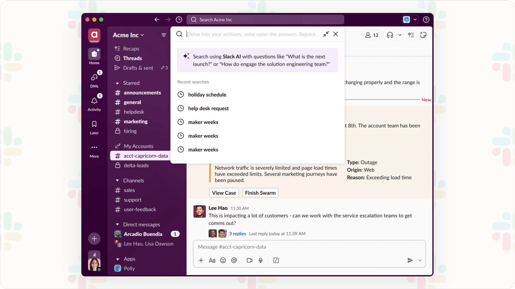 Slack AI's key features in action.