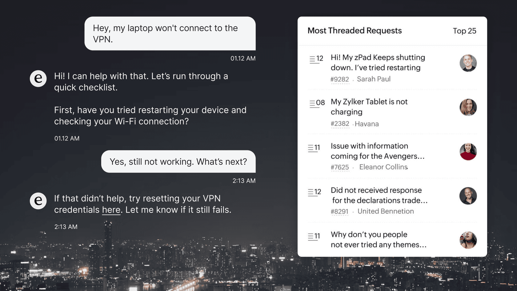 Beneficio del chatbot de IA, que siempre está activo y es eficiente.